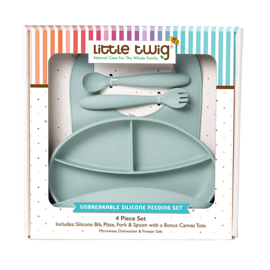 Little Twig Silicone 4 Pc Feeding Set Sage