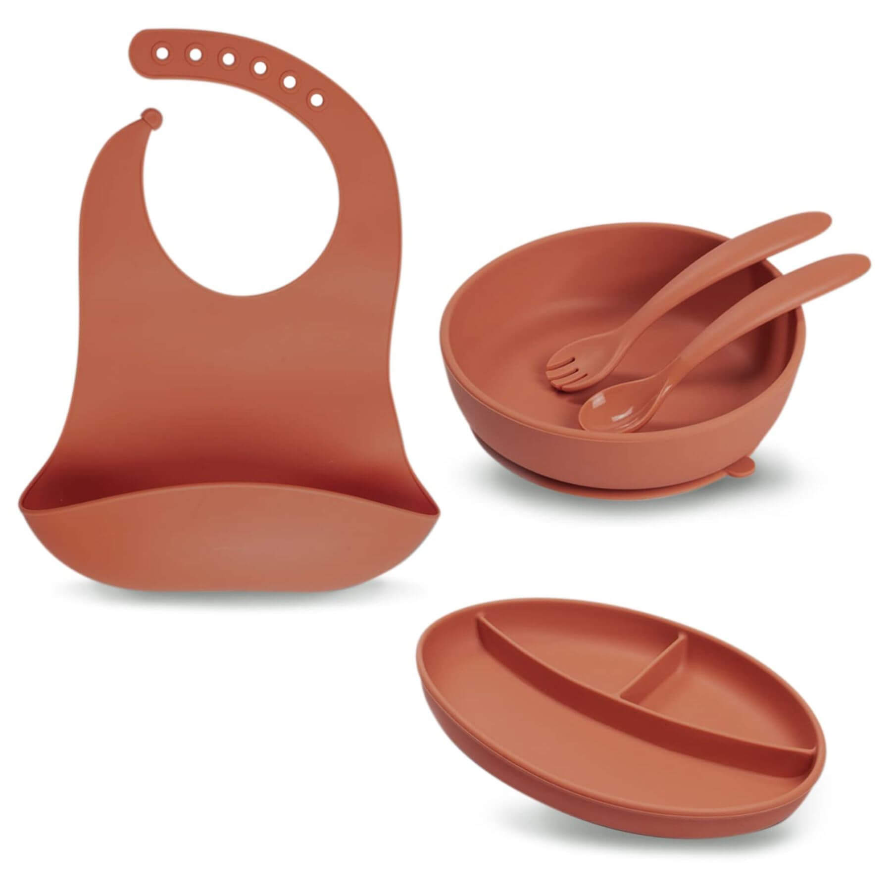 Little Twig Silicone 6 Pc Feeding Set Clay