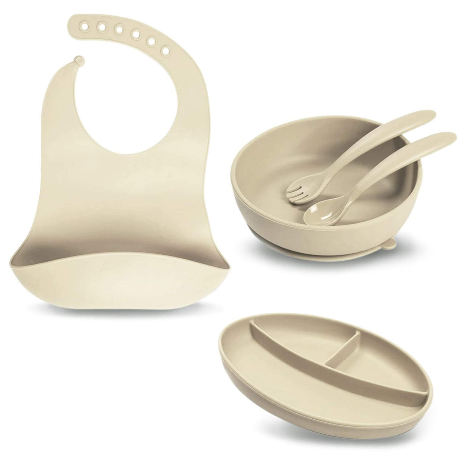 Little Twig Silicone 6 Pc Feeding Set Almond