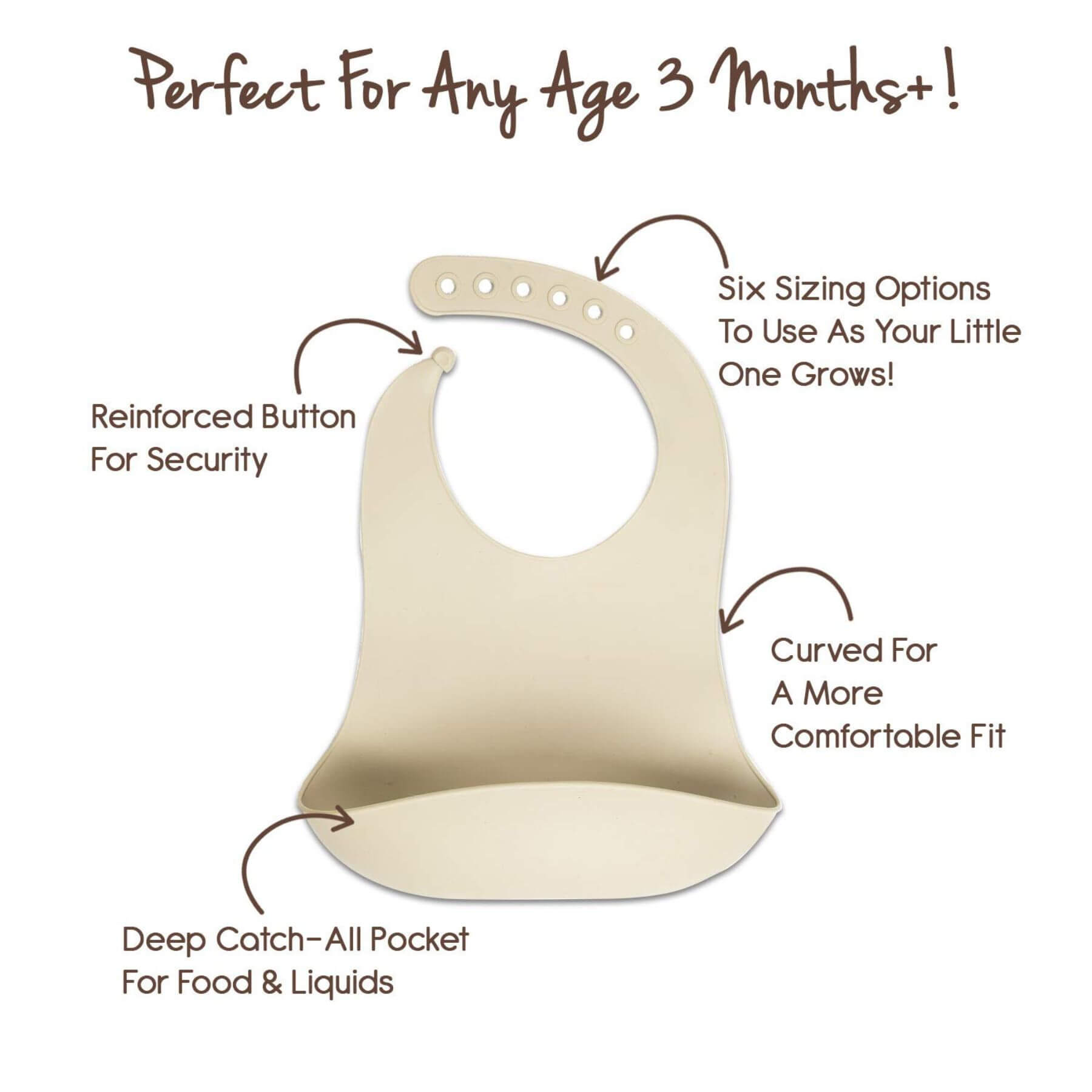 Little Twig Silicone Bib Almond - Features