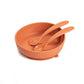 Little Twig Silicone Suction Bowl w/ Spoons Clay