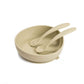 Little Twig Silicone Suction Bowl w/ Spoons Almond