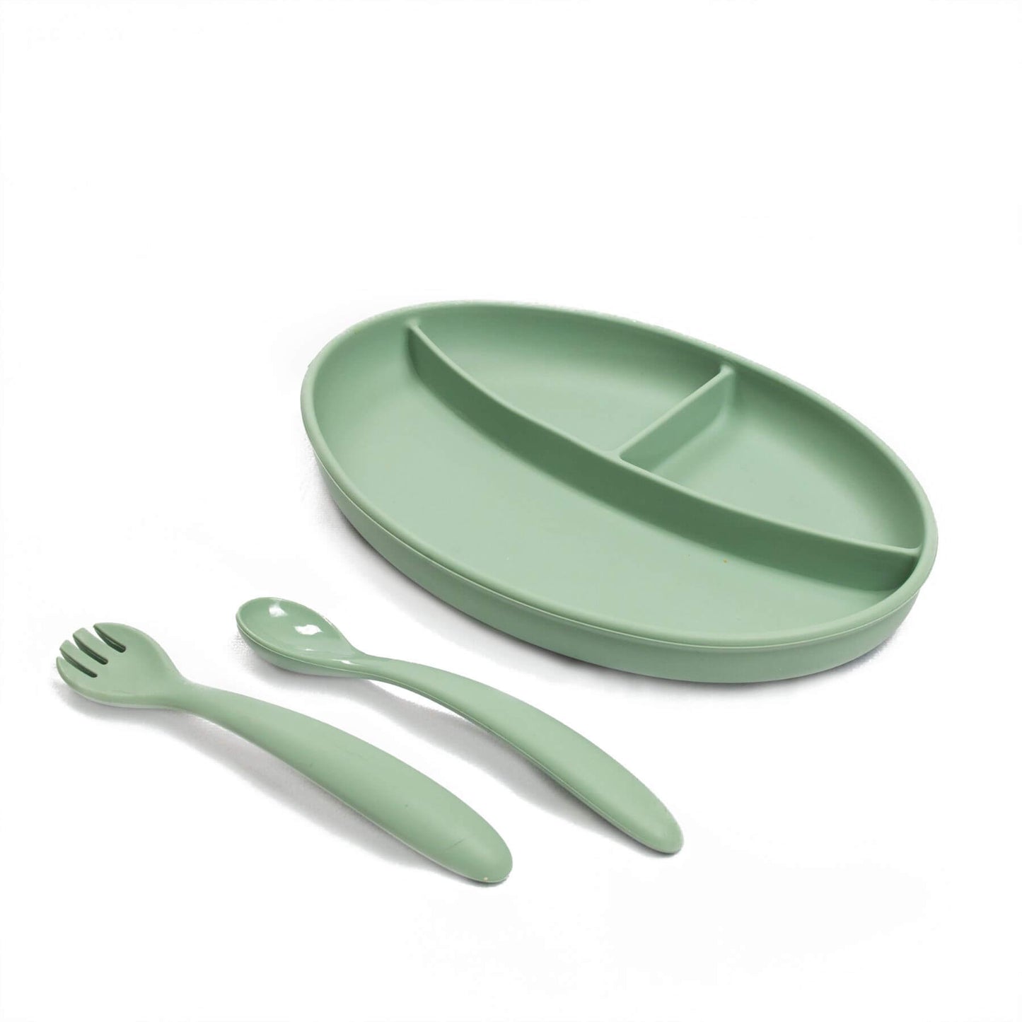 Little Twig Silicone Plat w/ Utensils Sage