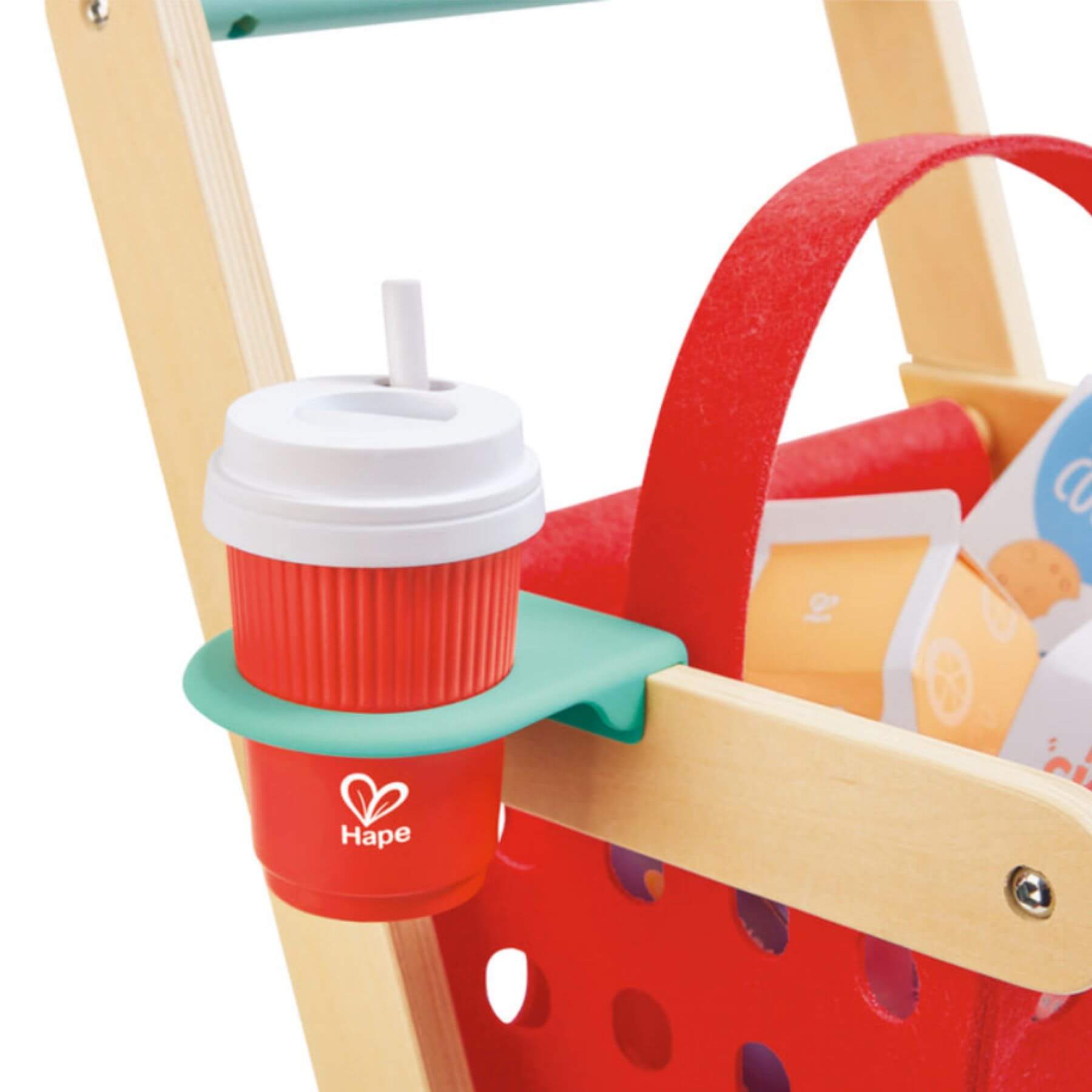 Close-up of Hape Little Shopper's Cart & Basket