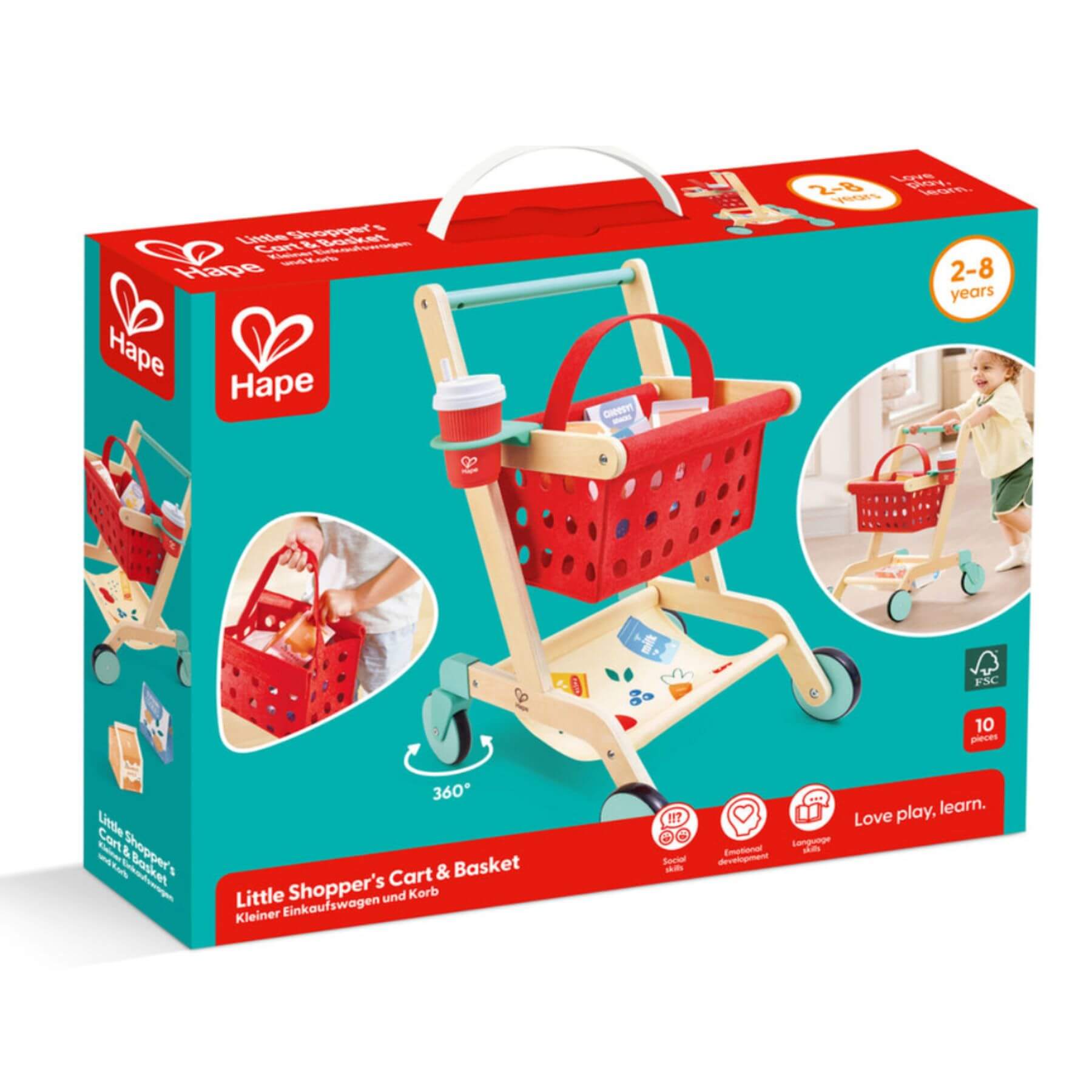 Hape Little Shopper's Cart & Basket packaging on a white background