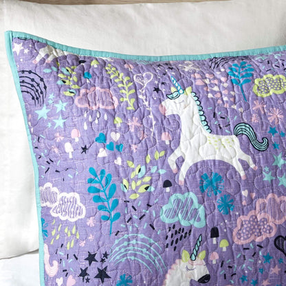 Lola Unicorn Reversible Cotton Sham Purple