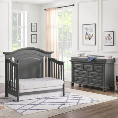Oxford Baby London Lane 4-in-1 Convertible Crib | Arctic Gray