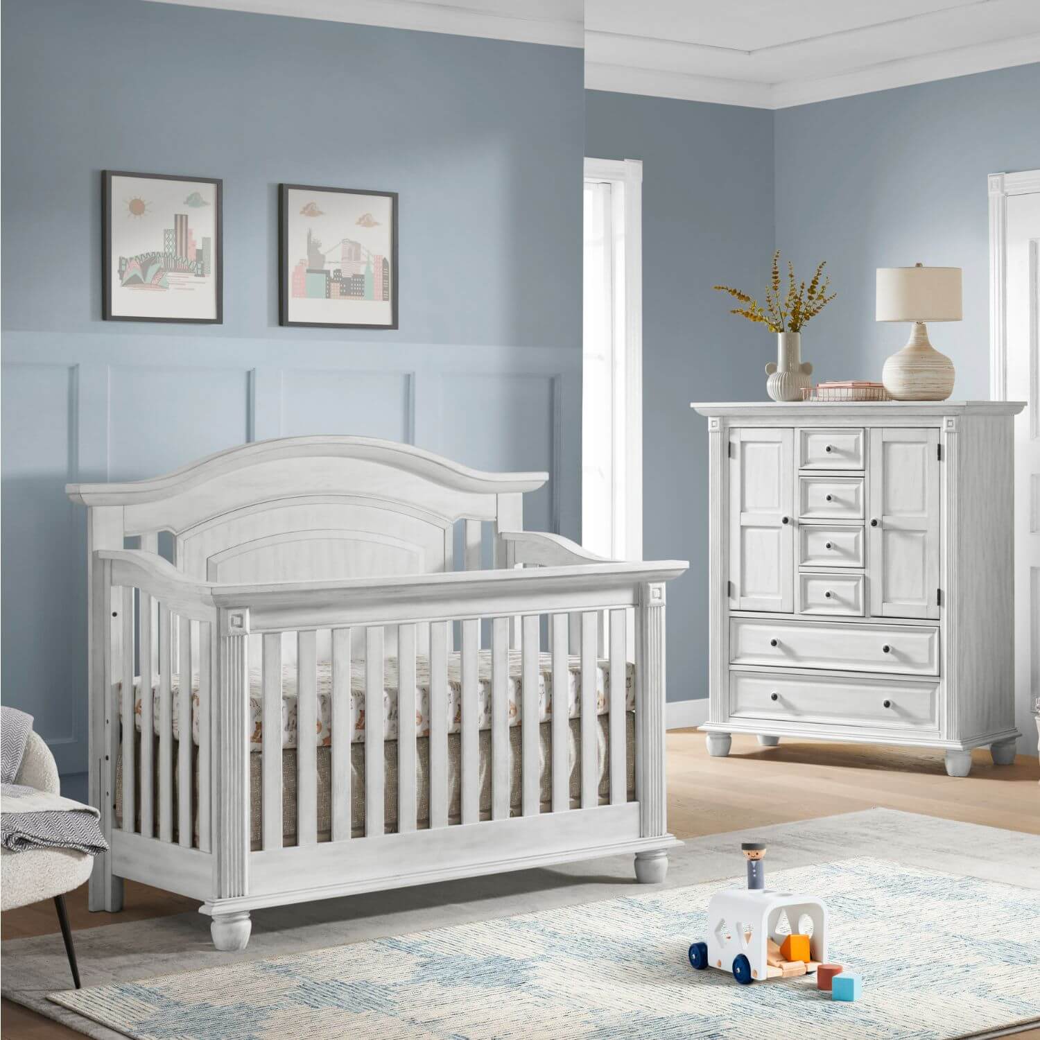Oxford Baby London Lane 4-in-1 Convertible Crib | Vintage White