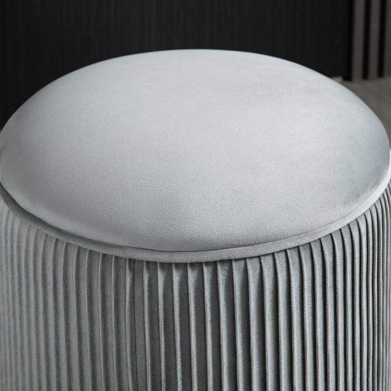 HOMCOM 15" Padded Ottoman Stool for Nursery | Wrinkle Fabric | Grey