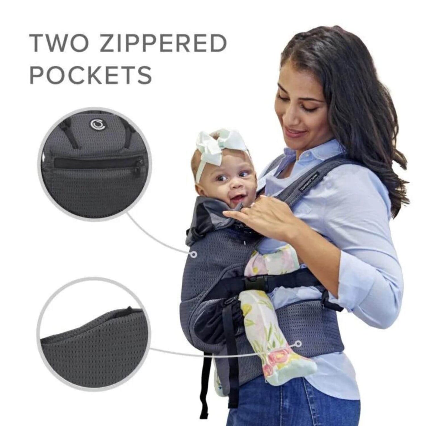 Contours Love 3-in-1 Baby Carrier in Charcoal Grey - Detail