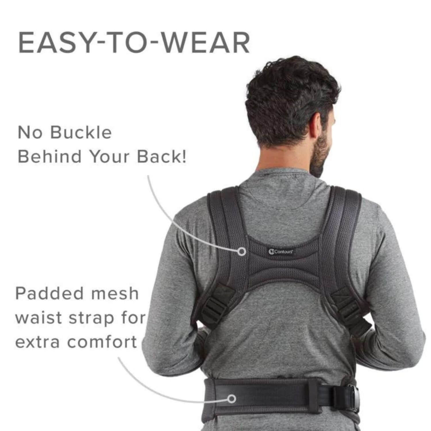 Contours Love 3-in-1 Baby Carrier in Charcoal Grey - Detail