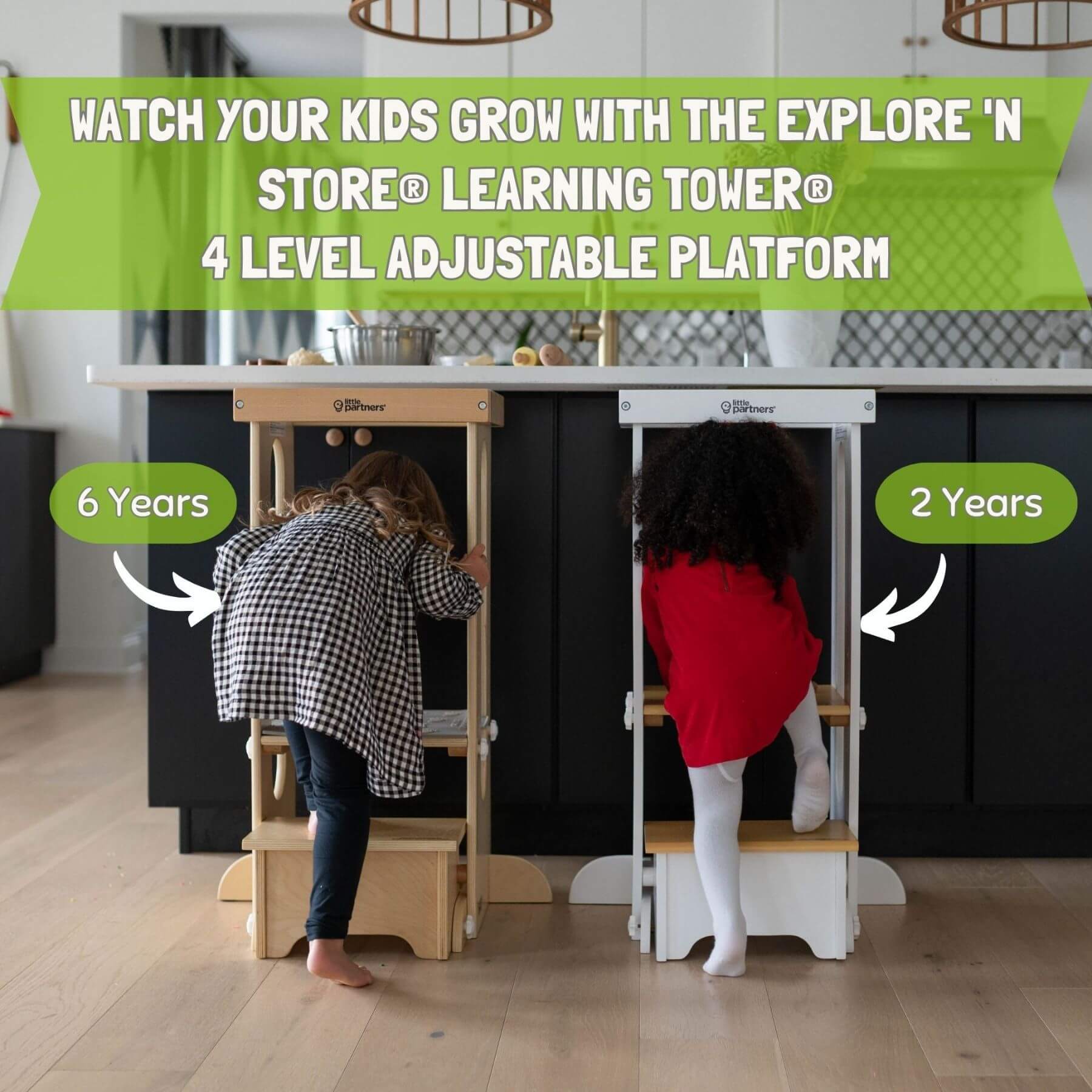 Girl Climbing on Little Partners Explore 'N Store Learning Towers