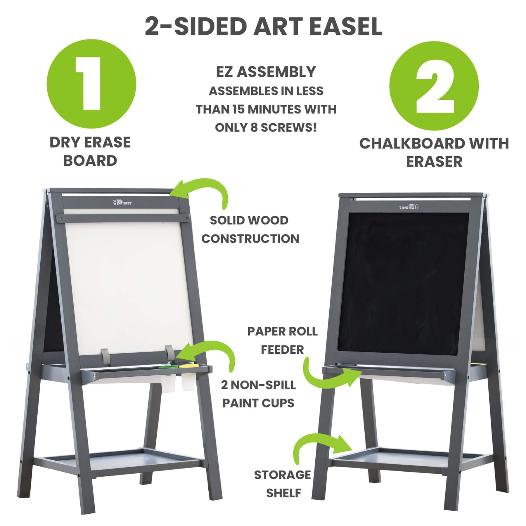 Little Partners Folding Artist EZ Easel Grey