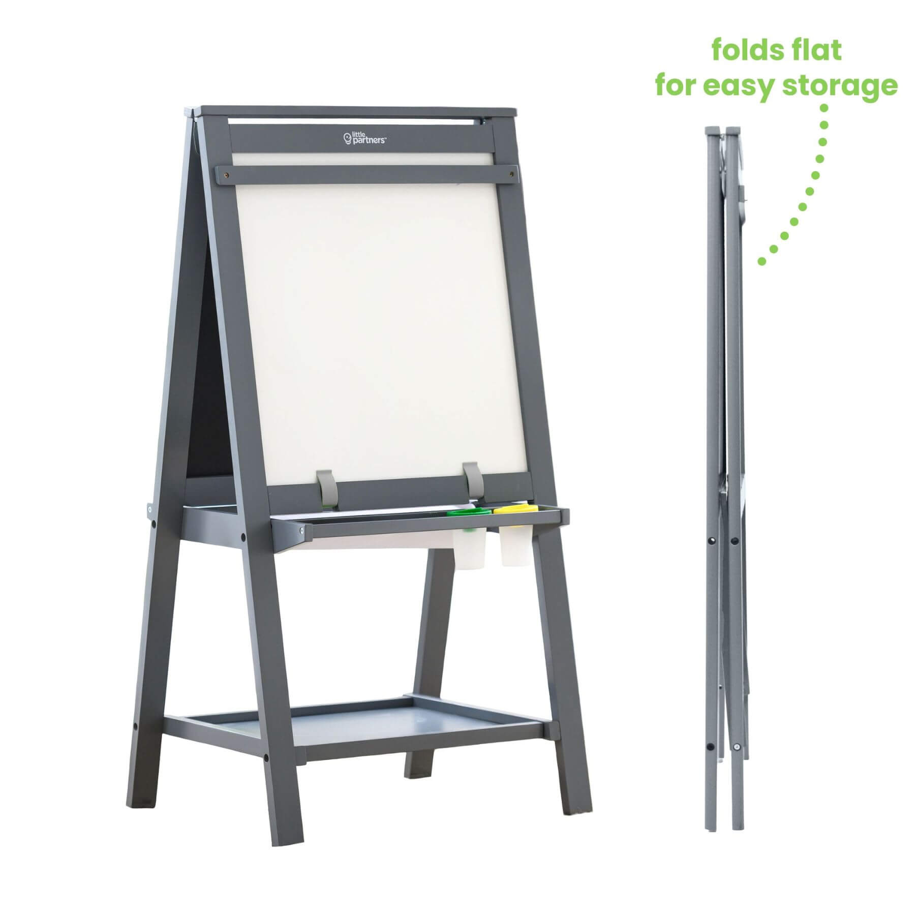Little Partners Folding Artist EZ Easel Grey on a white background