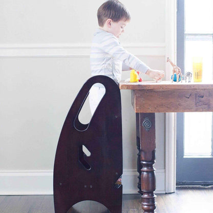 Boy Standing on Little Partners 3-in-1 Growing Step Stool Espresso