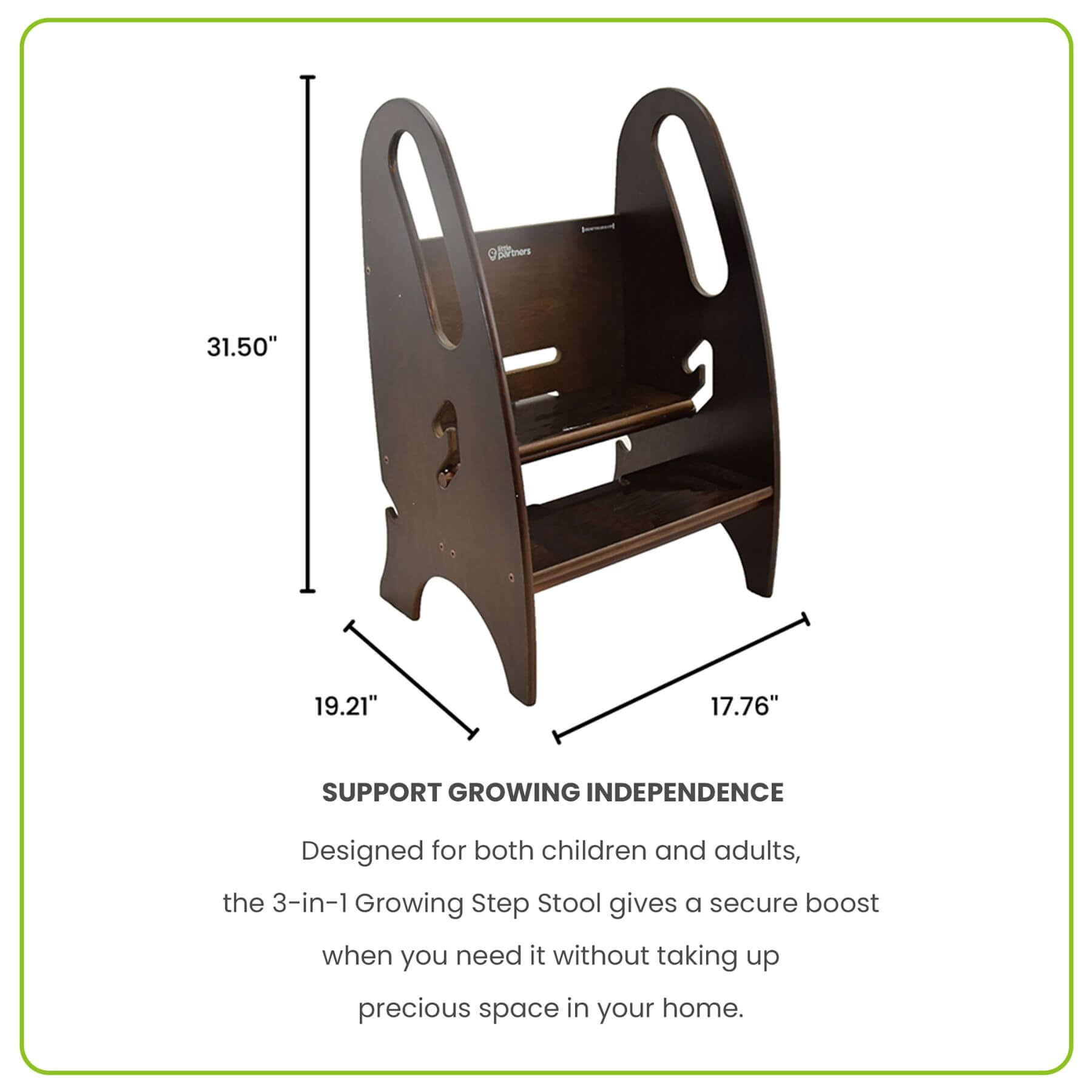 Little Partners 3-in-1 Growing Step Stool Espresso