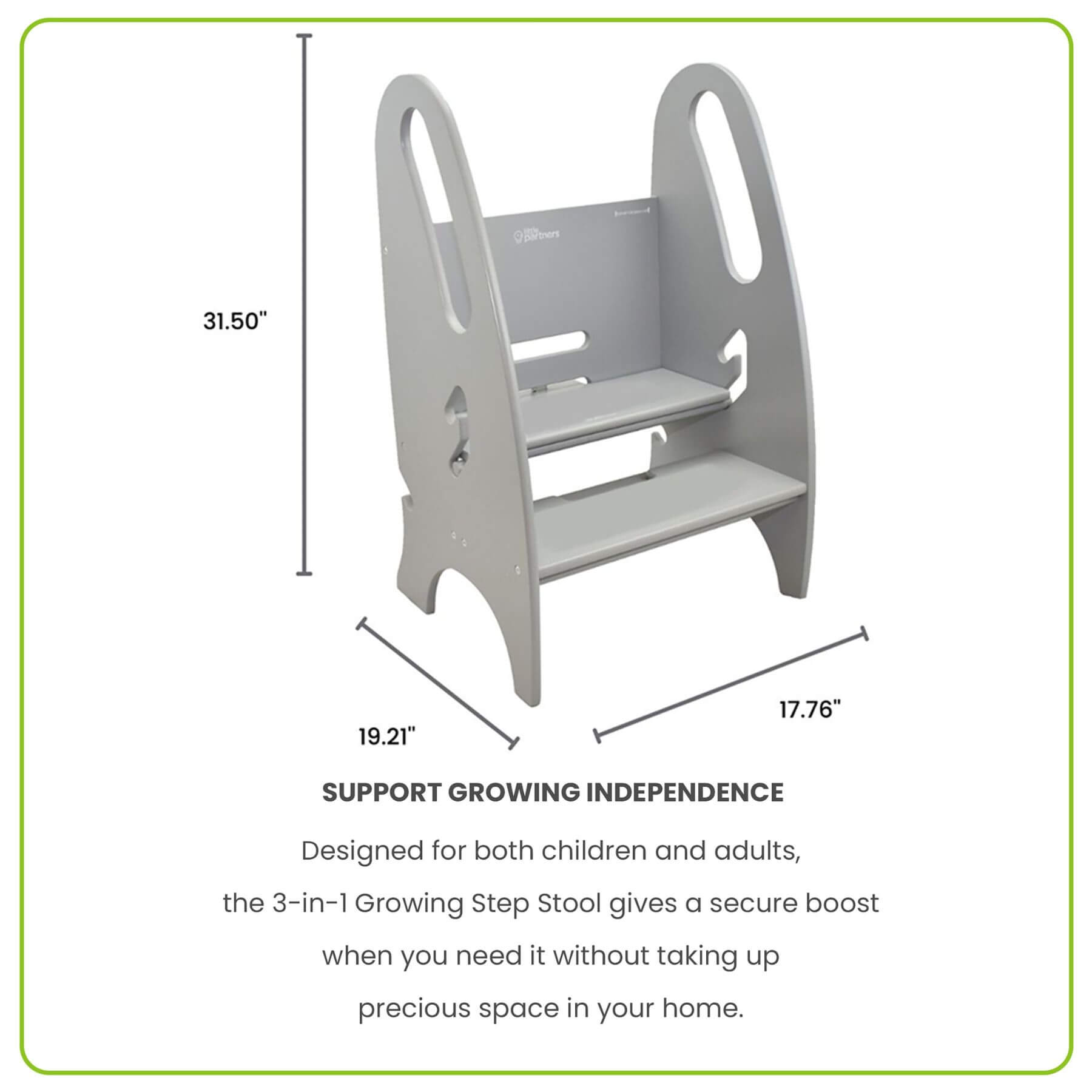 Little Partners 3-in-1 Growing Step Stool Silver