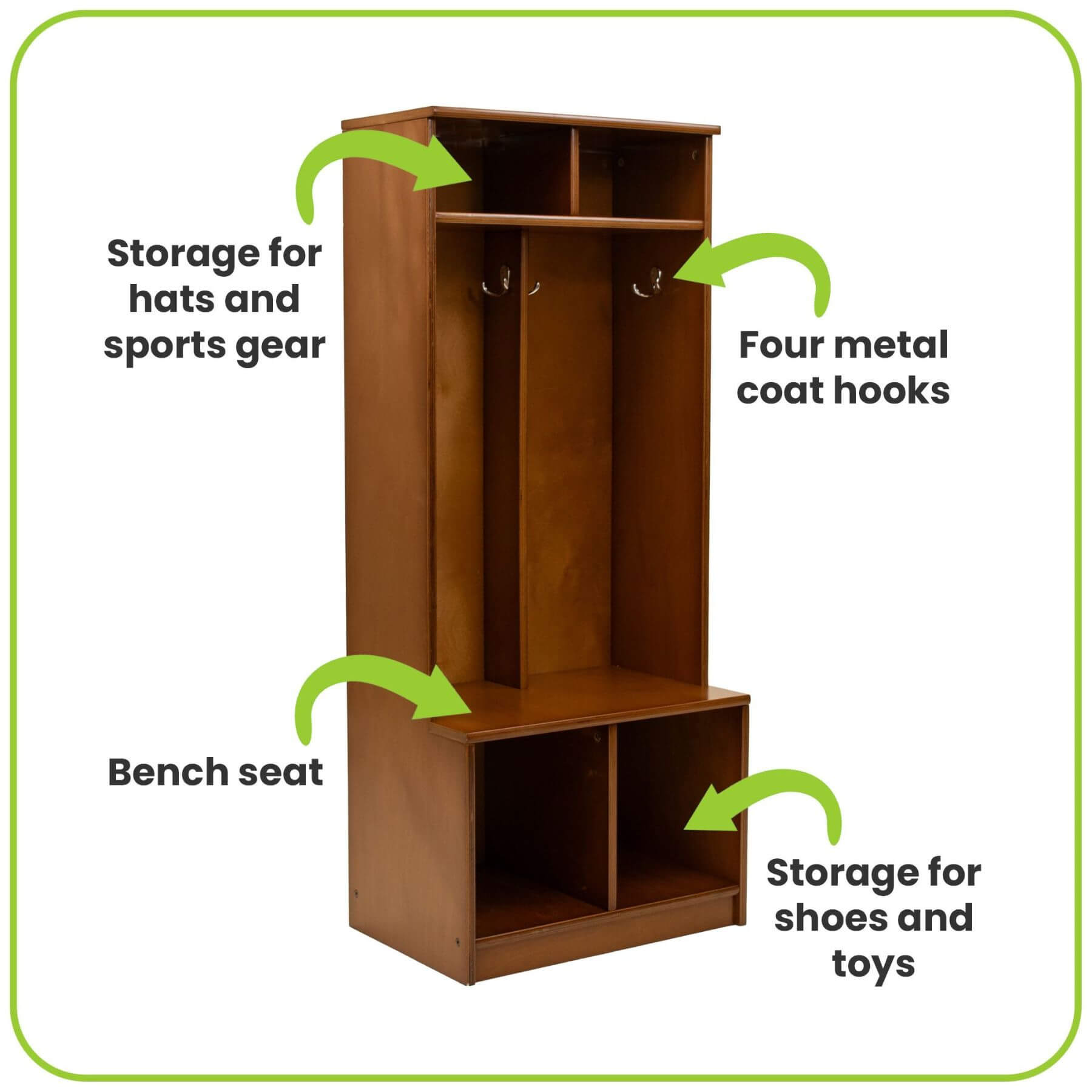 Little Partners Learn 'N Store Cubby with features labeled on a white background
