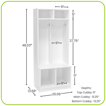 Little Partners Learn 'N Store Cubby with dimensions labeled on a white background