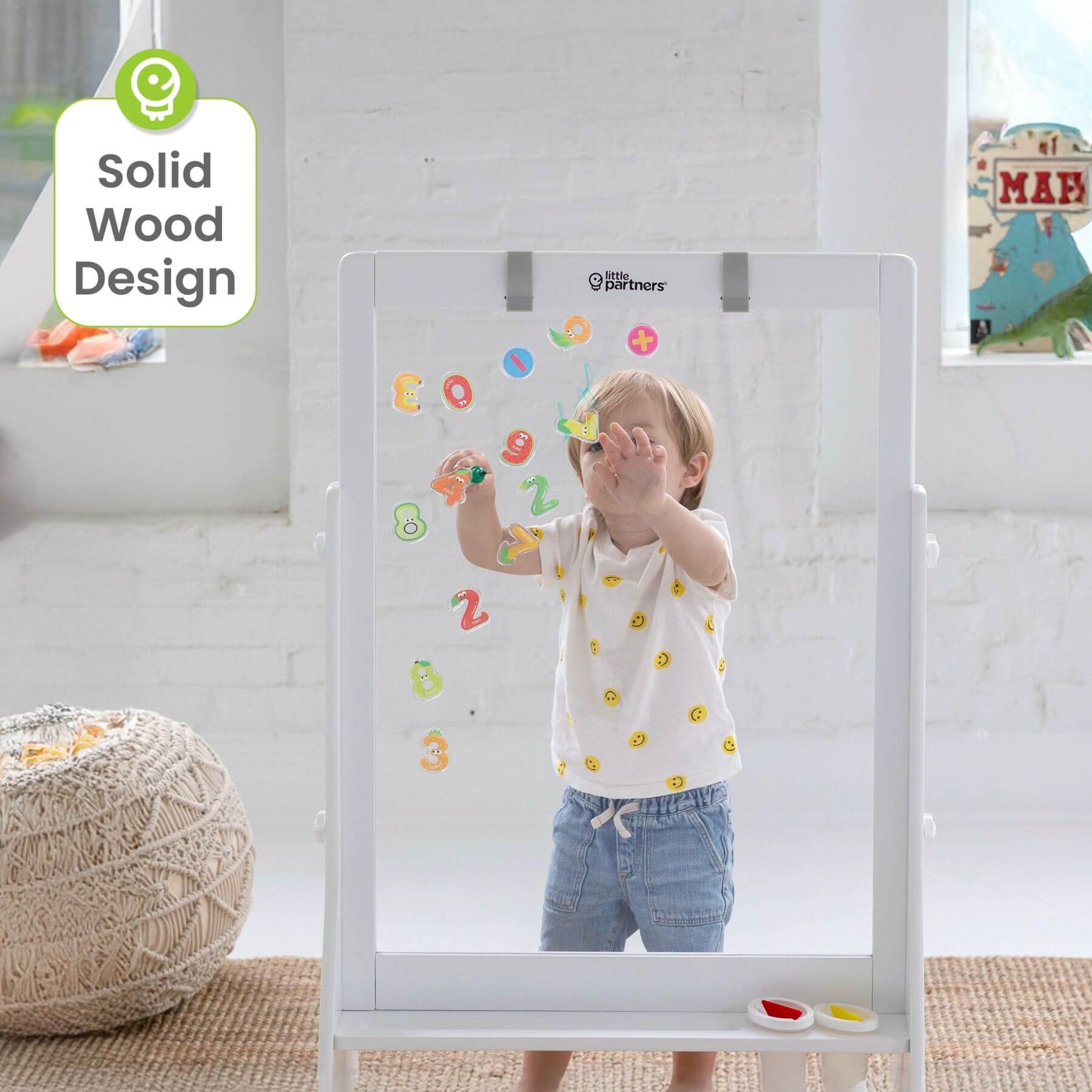 Kid Drawing on Little Partners Peek-A-Boo Easel White