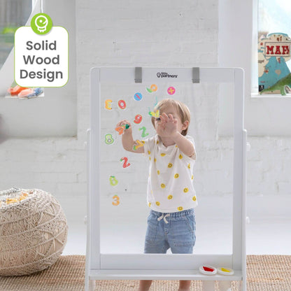 Kid Drawing on Little Partners Peek-A-Boo Easel White