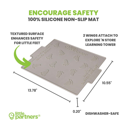 Little Partners Silicone Mat with text and dimensions on a white background