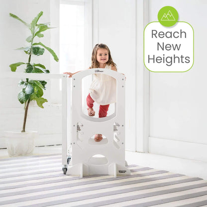 Girl Standing on Little Partners The Learning Tower White
