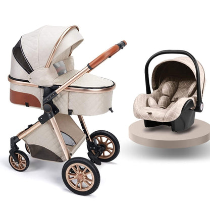 Newborn Luxury 3 in 1 Baby Stroller Travel System Beige