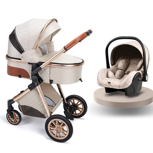 Newborn Luxury 3 in 1 Baby Stroller Travel System Beige