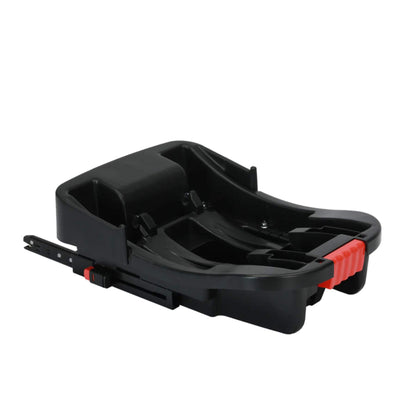 Black and red car seat base on a white background