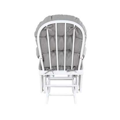 Back View of Madison Glider & Ottoman White/Oyster