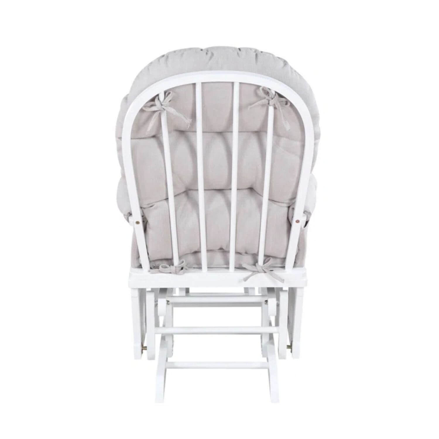 Back View of Madison Glider & Ottoman White/Woven Gray