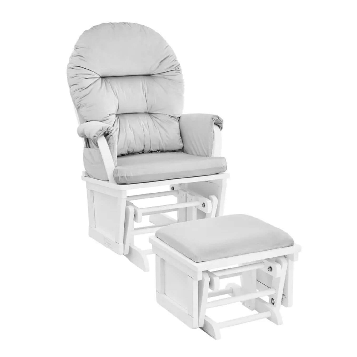 Madison Glider & Ottoman White/Woven Gray