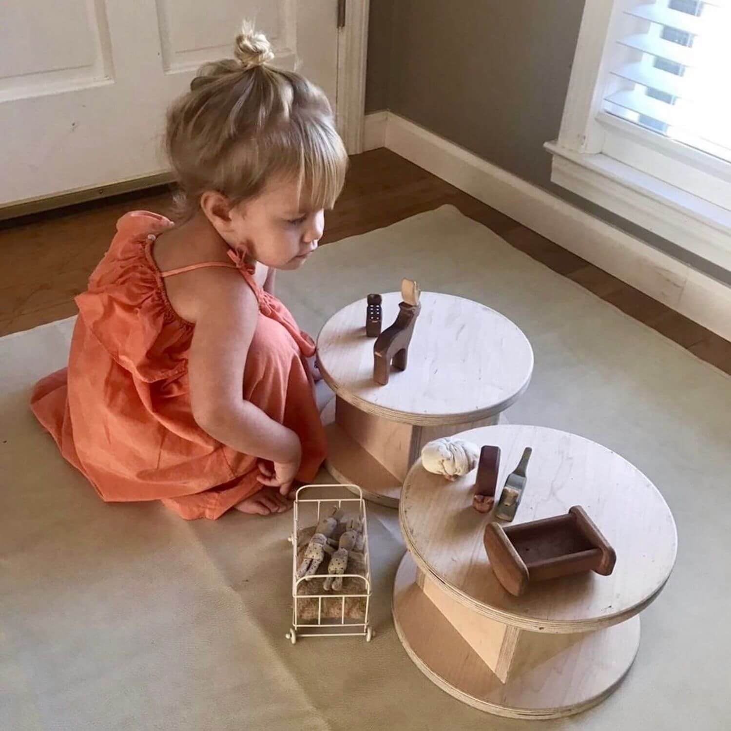 Kid Playing Toys at RAD Children's Furniture Magda Stool