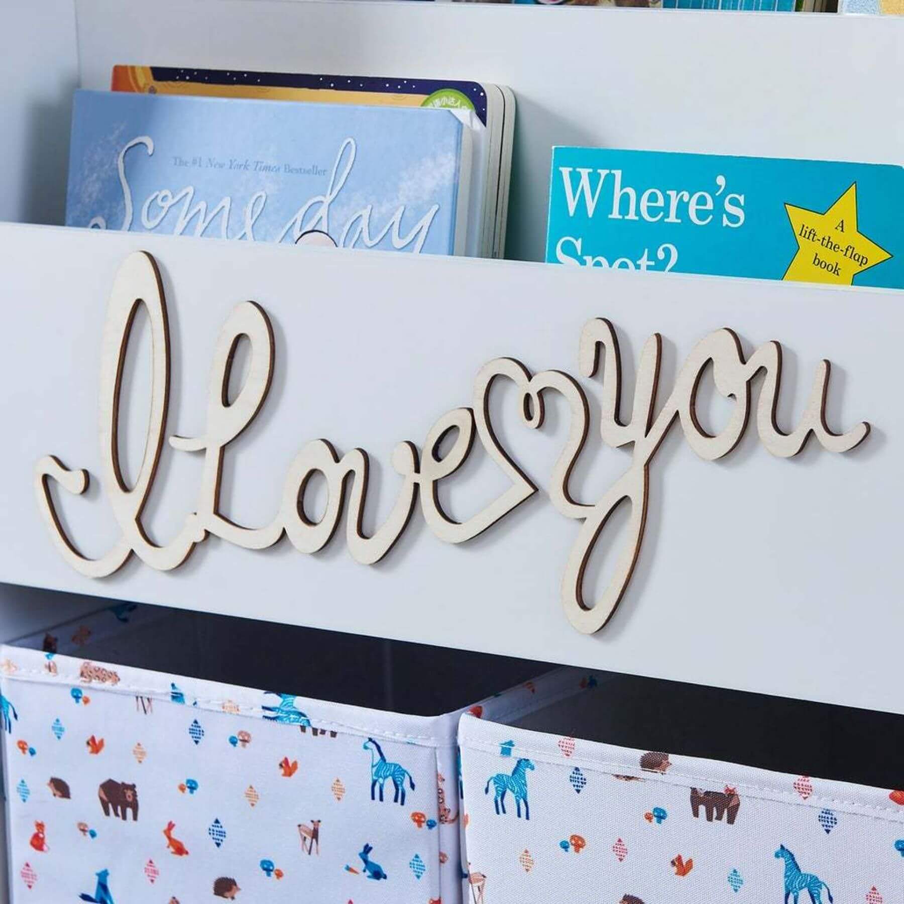 Close-up of Maison Kids Bookcase with Toy Storage