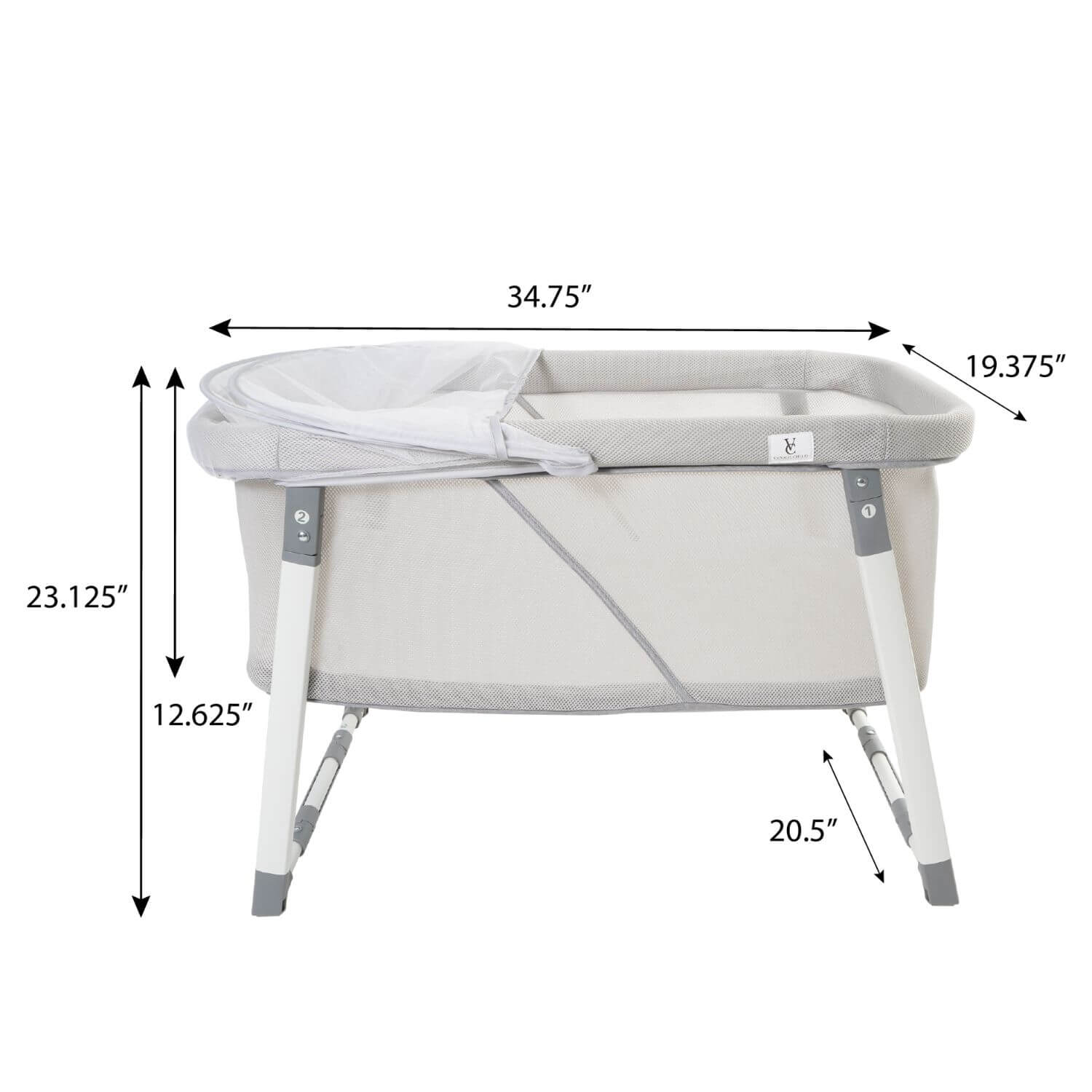 Venice Child Malibu Dreams Rocking Mini Bassinet | Gray - Dimensions