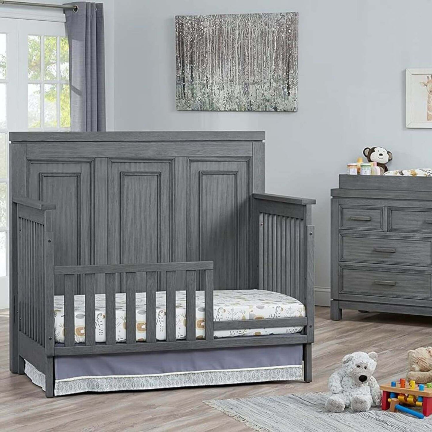 Soho Baby Manchester 4-in-1 Convertible Crib | Rustic Gray