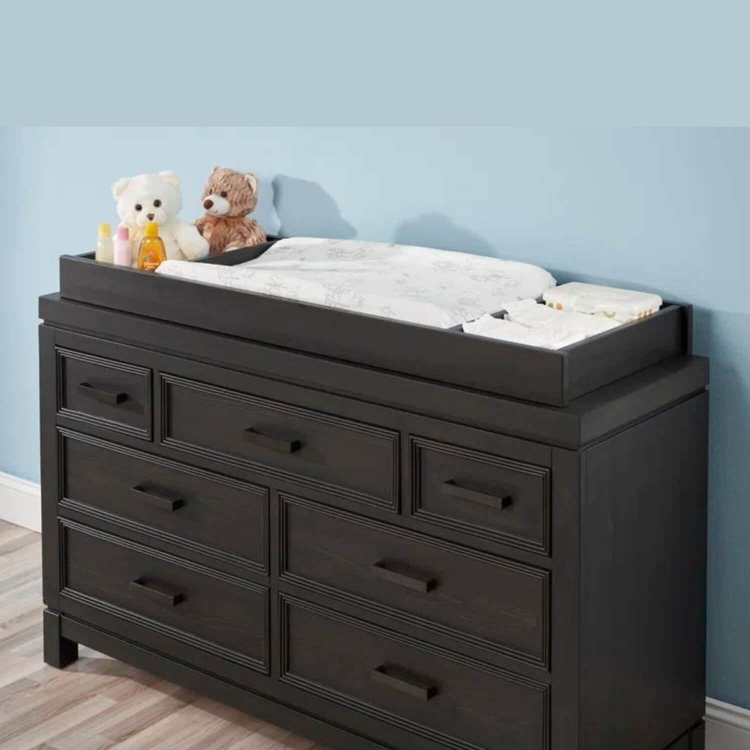 Soho Baby Manchester Changing Topper For 7-Drawer Dresser | Black Iron