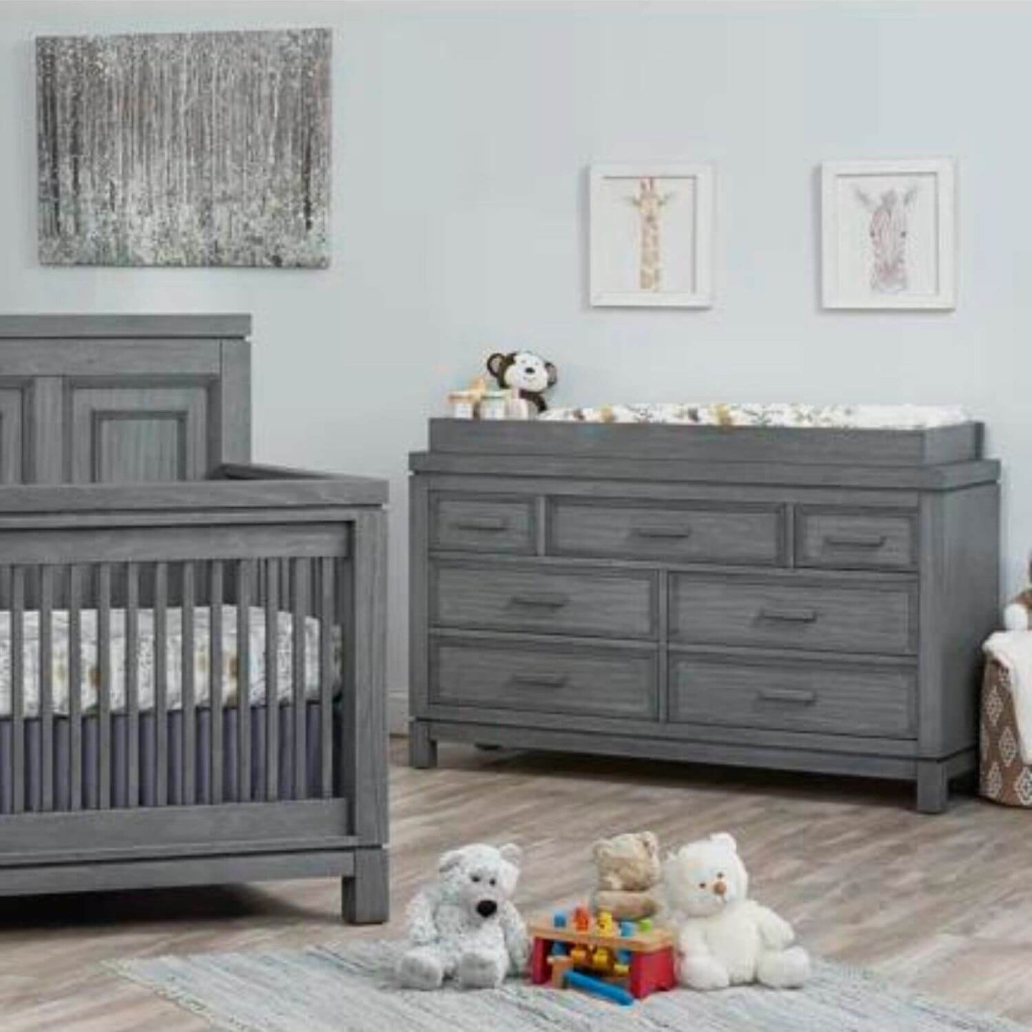 Soho Baby Manchester Changing Topper For 7-Drawer Dresser | Rustic Gray