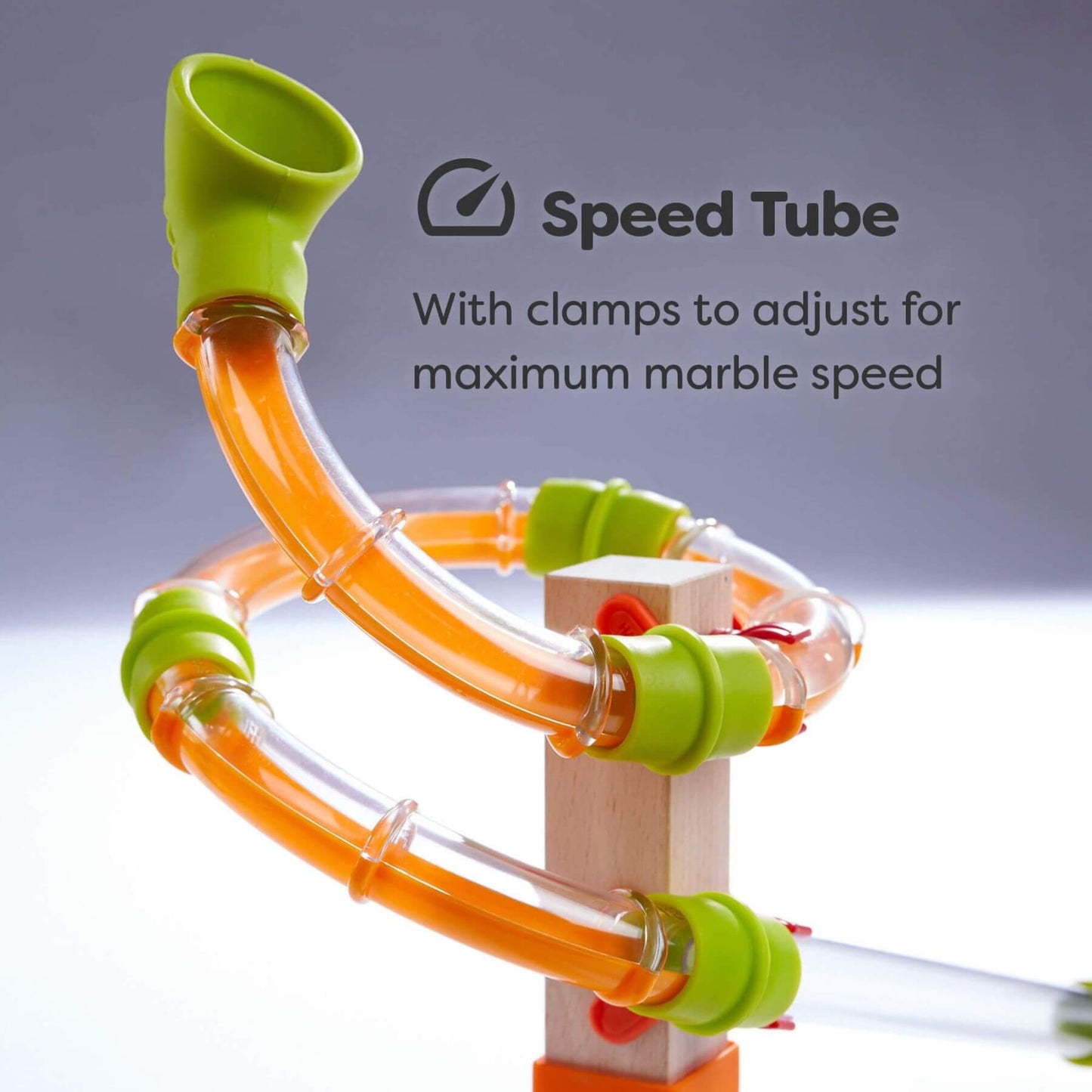 Close-up of HABA USA Marble Run Funnel Jungle Starter Set