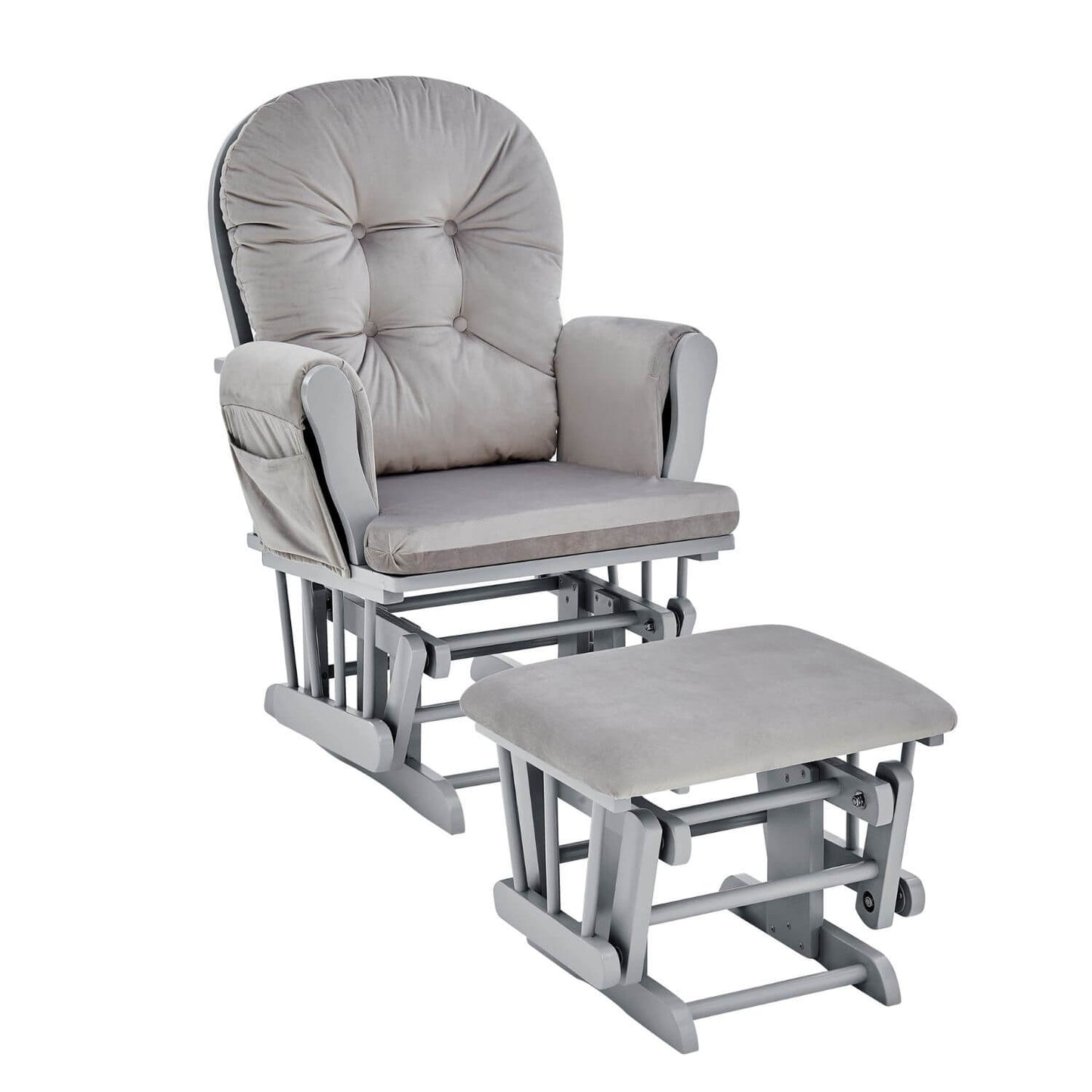 Mason Glider and Ottoman Gray Wood and Light Gray Fabric