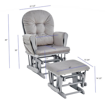 Mason Glider and Ottoman Gray Wood and Light Gray Fabric