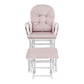 Front View of Mason Glider and Ottoman White Wood and Pink Fabric