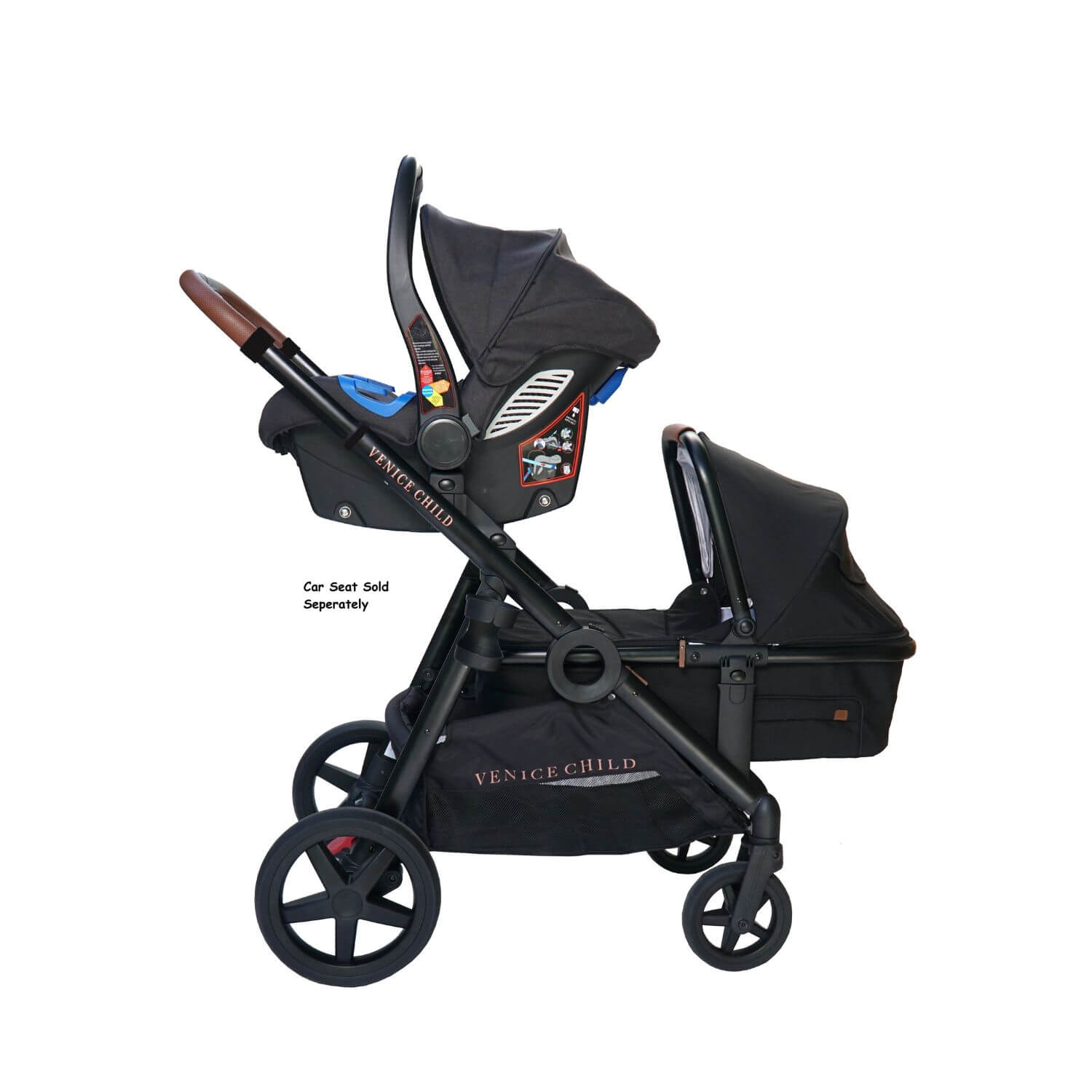 Venice Child Maverick Stroller & Bassinet Eclipse - Bassinet & Carseat