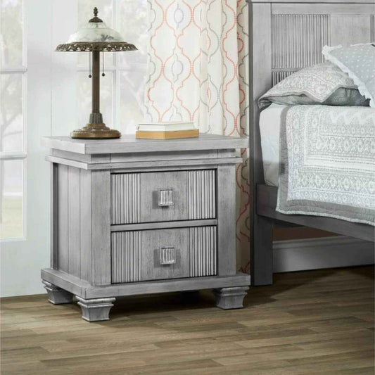 Mayfield 2 Drawer Nightstand Antique Silver