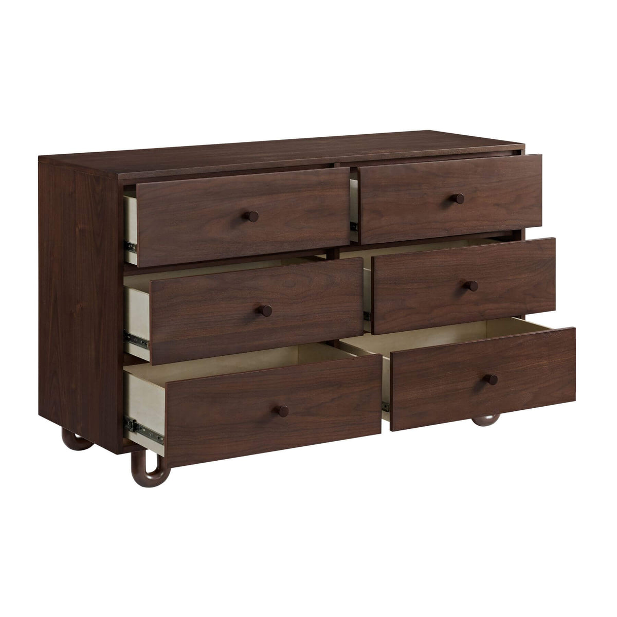 Soho Baby Meridian 6 Drawer Dresser - Cognac with drawers open