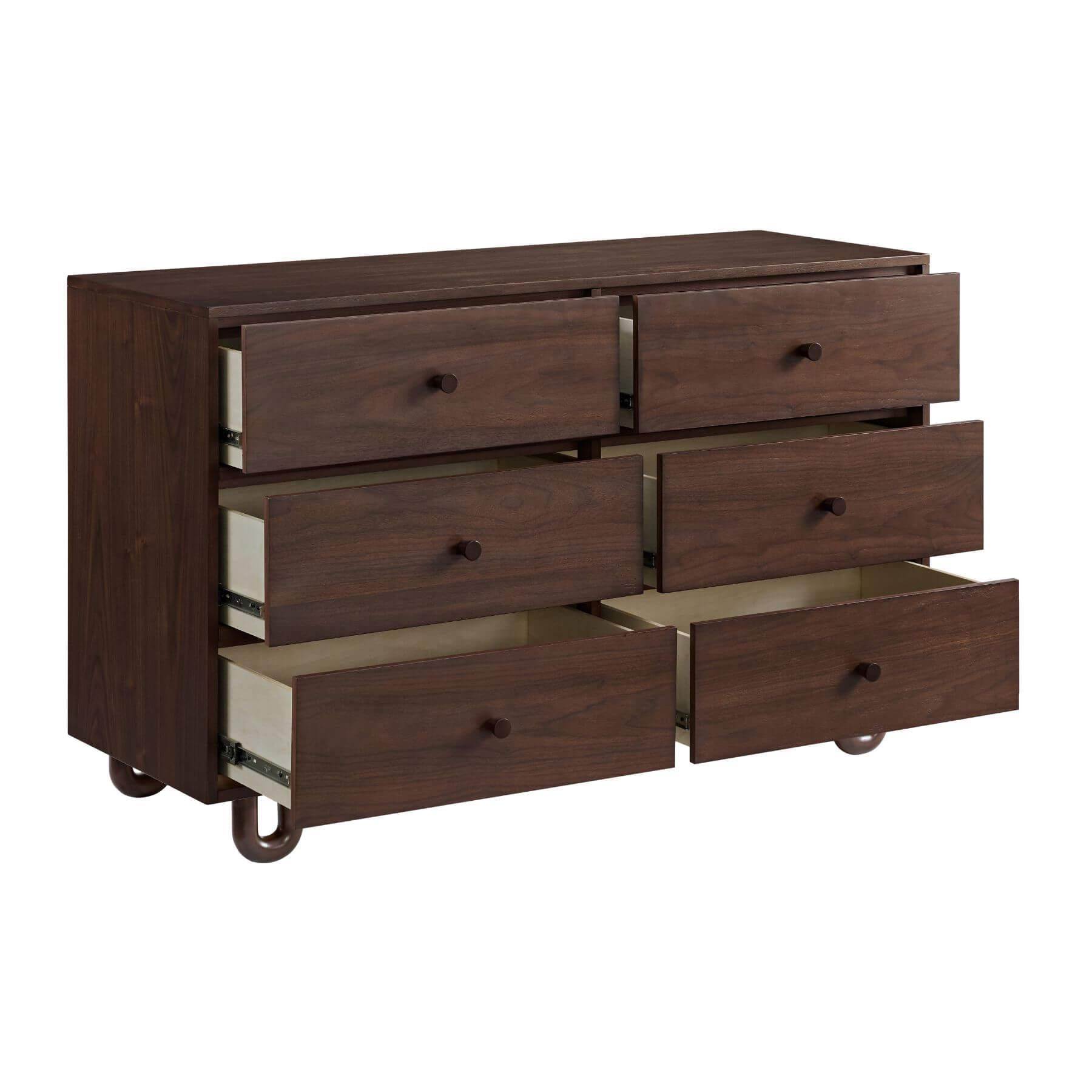 Soho Baby Meridian 6 Drawer Dresser - Cognac with drawers open