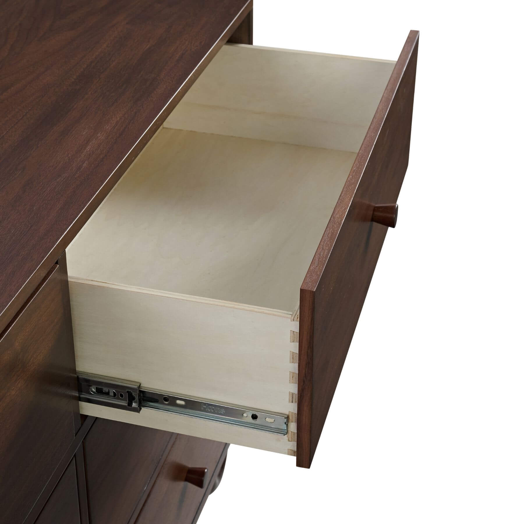 Close-up of Soho Baby Meridian 6 Drawer Dresser - Cognac