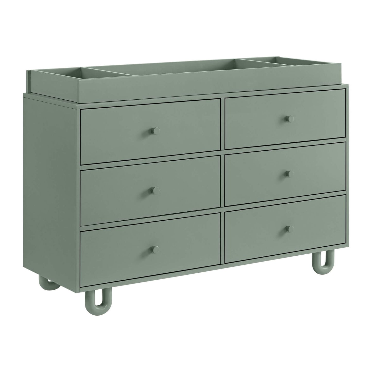 Soho Baby Meridian 6 Drawer Dresser - Olive Green with matching topper