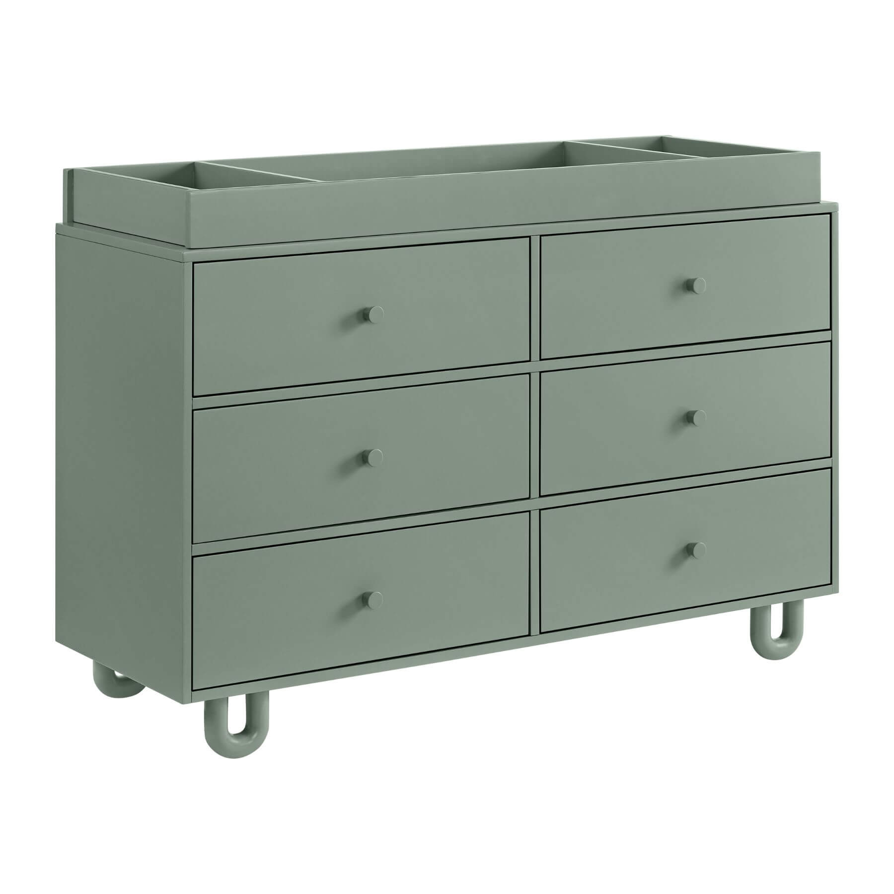 Soho Baby Meridian 6 Drawer Dresser - Olive Green with matching topper